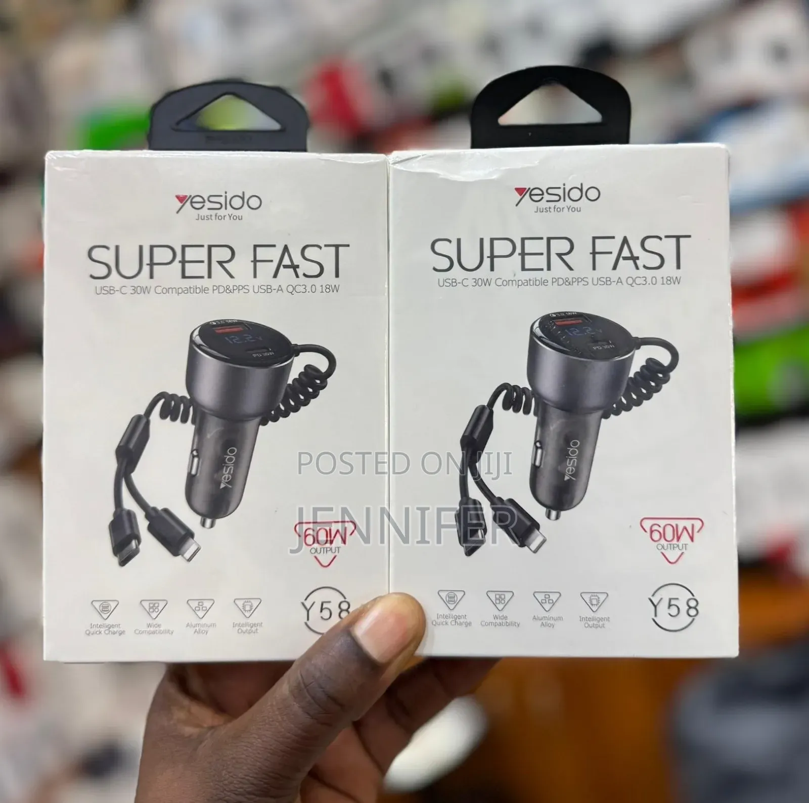 Yesido Y58 60w Type-C+Usb-a Dual Port Super Fast Car Charger