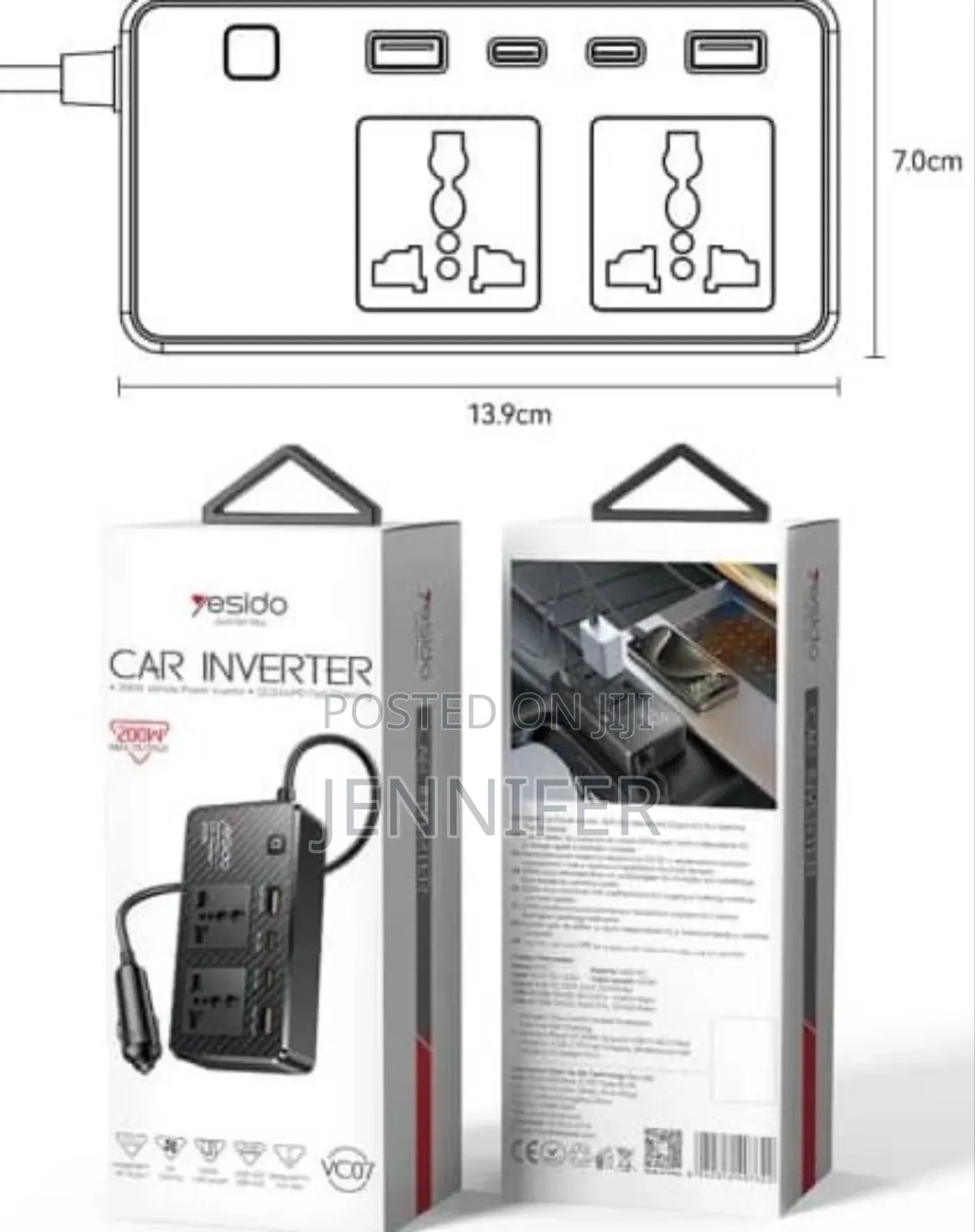 Yesido Vc07 200w Car Power Inverter.