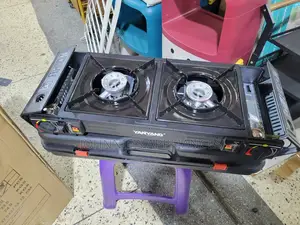 Potable Camping Double Gas Stove With 2 Bottle Cans