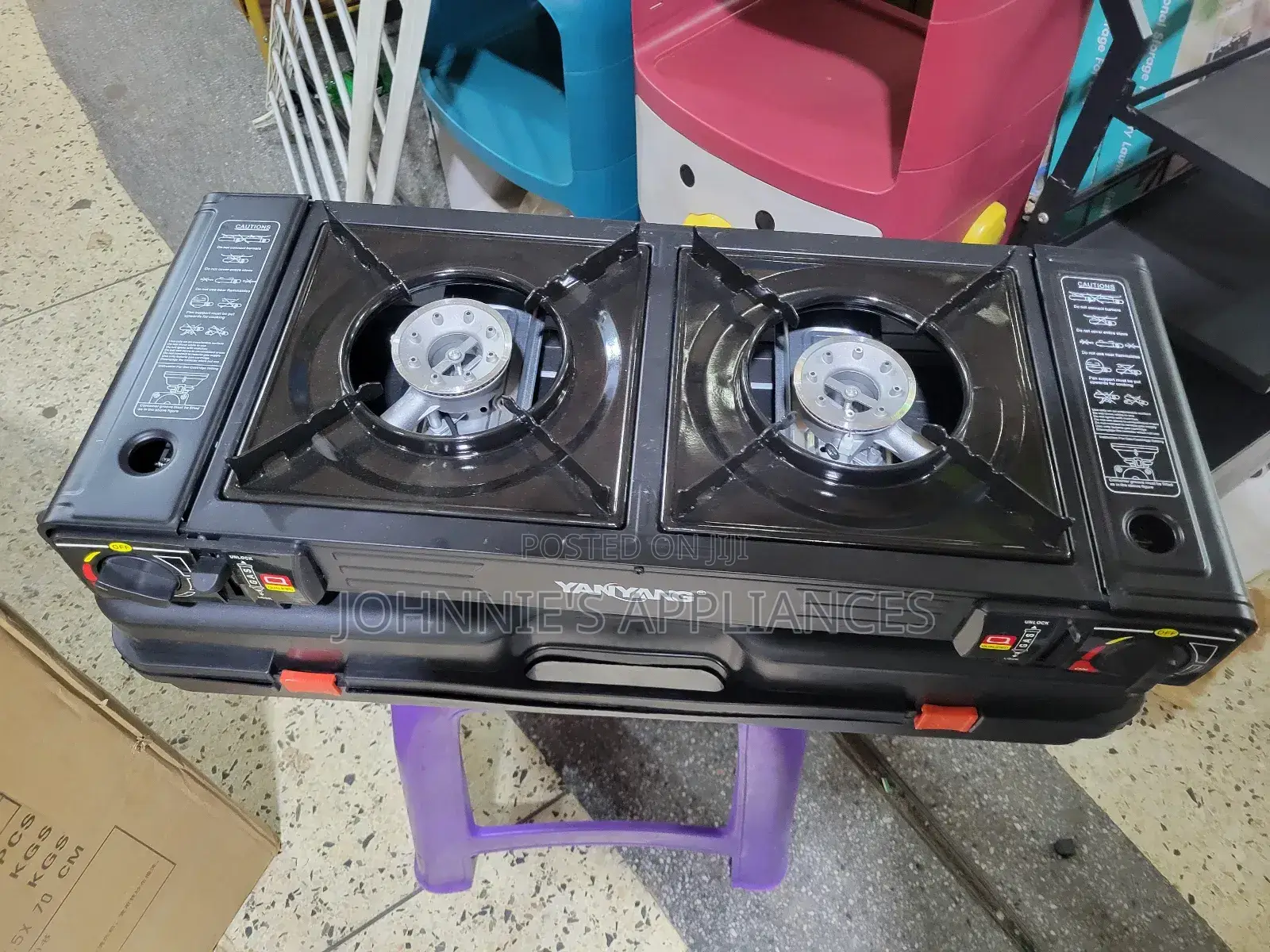 Potable Camping Double Gas Stove With 2 Bottle Cans