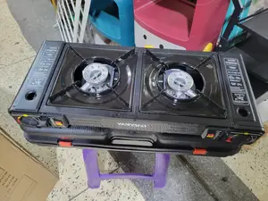 Potable Camping Double Gas Stove With 2 Bottle Cans