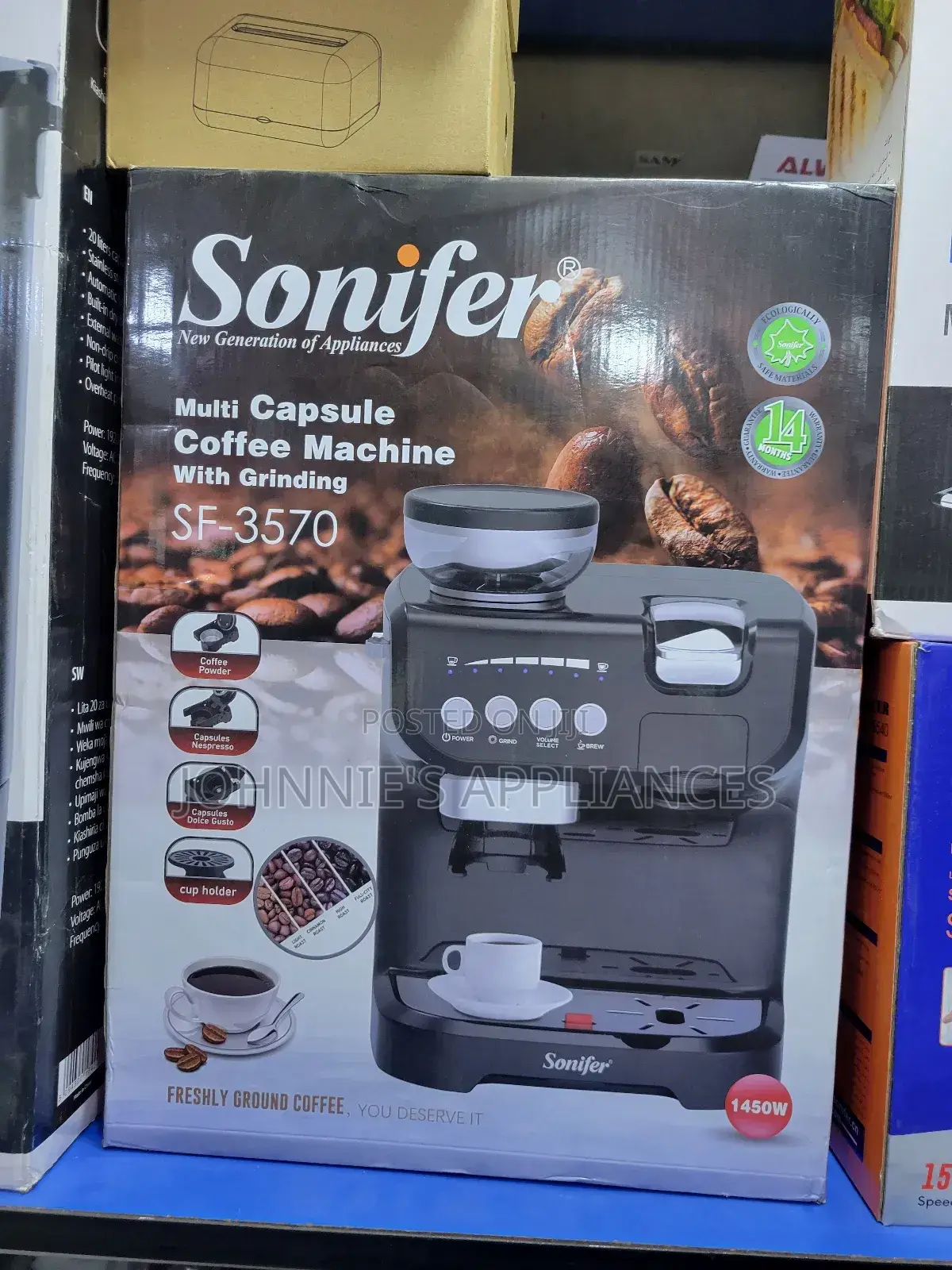 Sonifer Multi Capsule Coffee Machine With Grinder Sf-3570