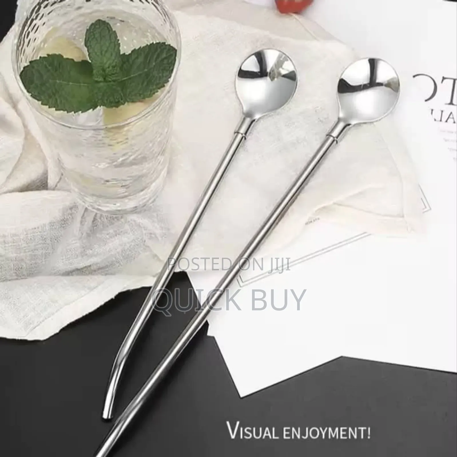 12pcs Stainless Steel Reusable Straw Spoo