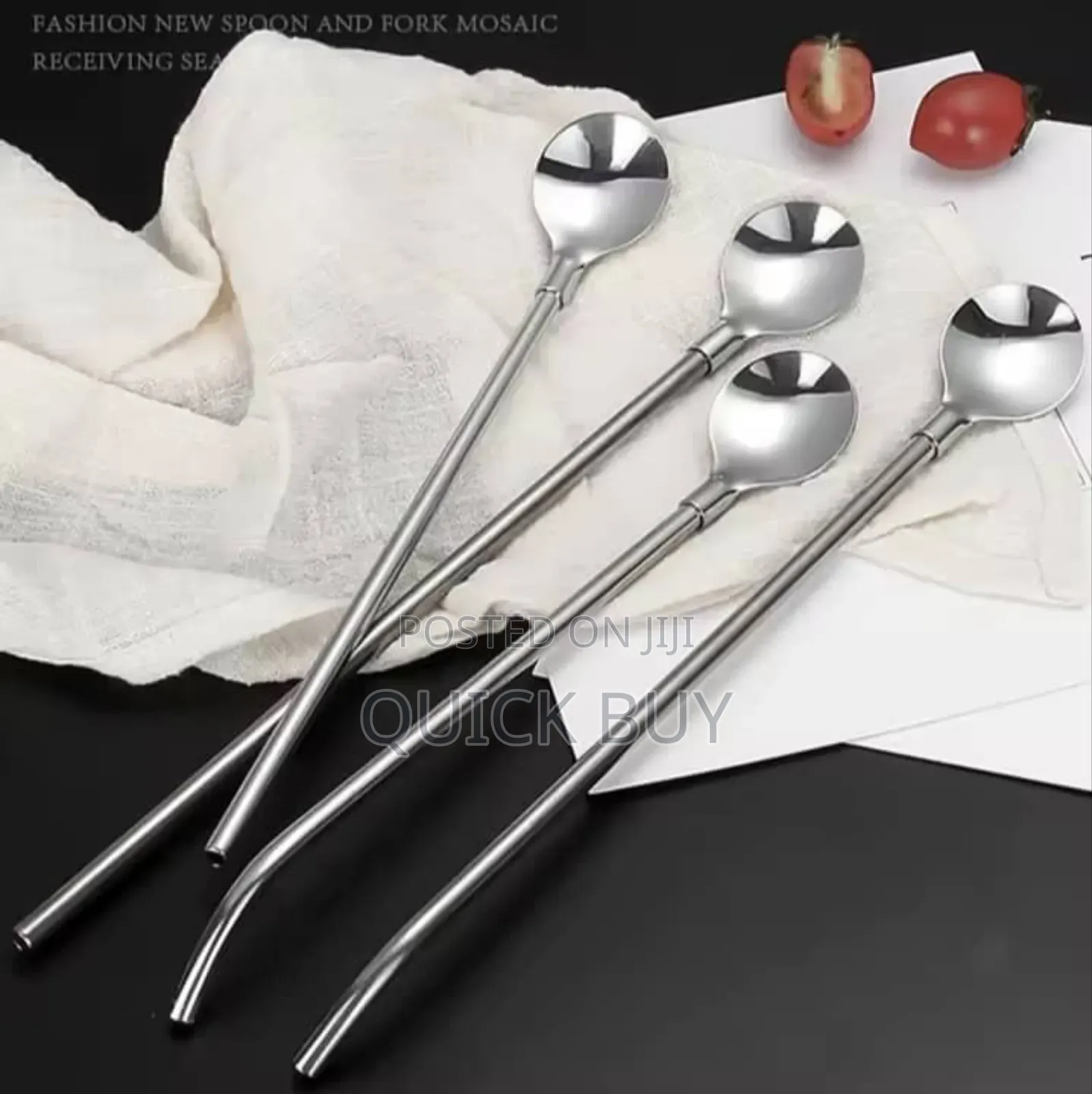12pcs Stainless Steel Reusable Straw Spoo