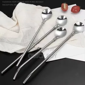 12pcs Stainless Steel Reusable Straw Spoo