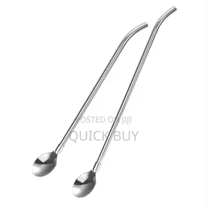 12pcs Stainless Steel Reusable Straw Spoo