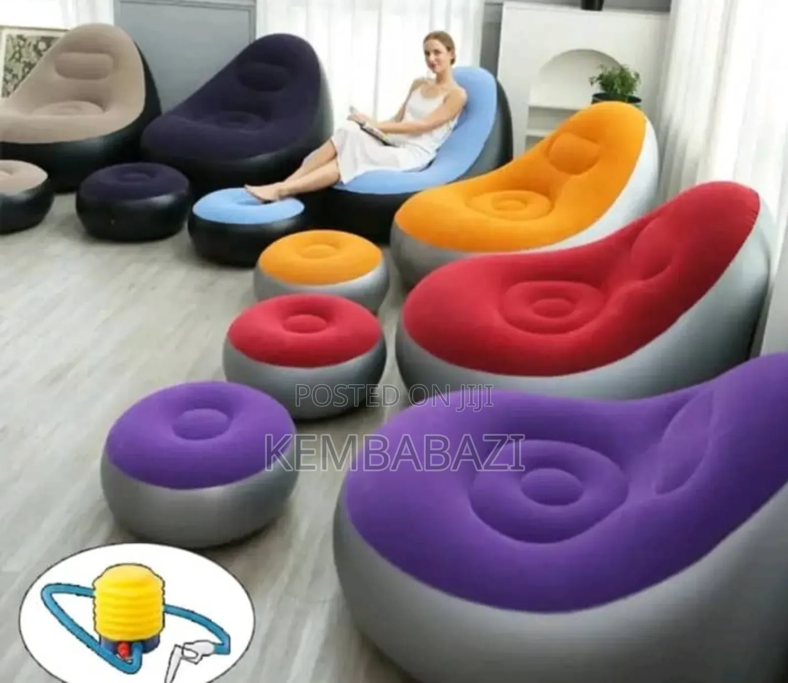 Inflatable Sofa With a Footrest.