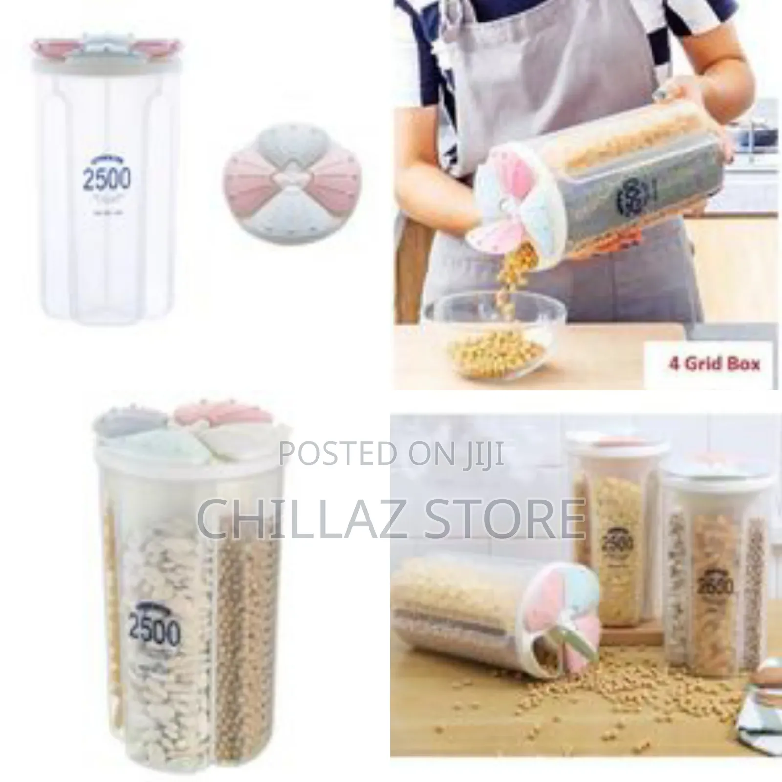 4 Sections Cereal Dispenser Storage Container.