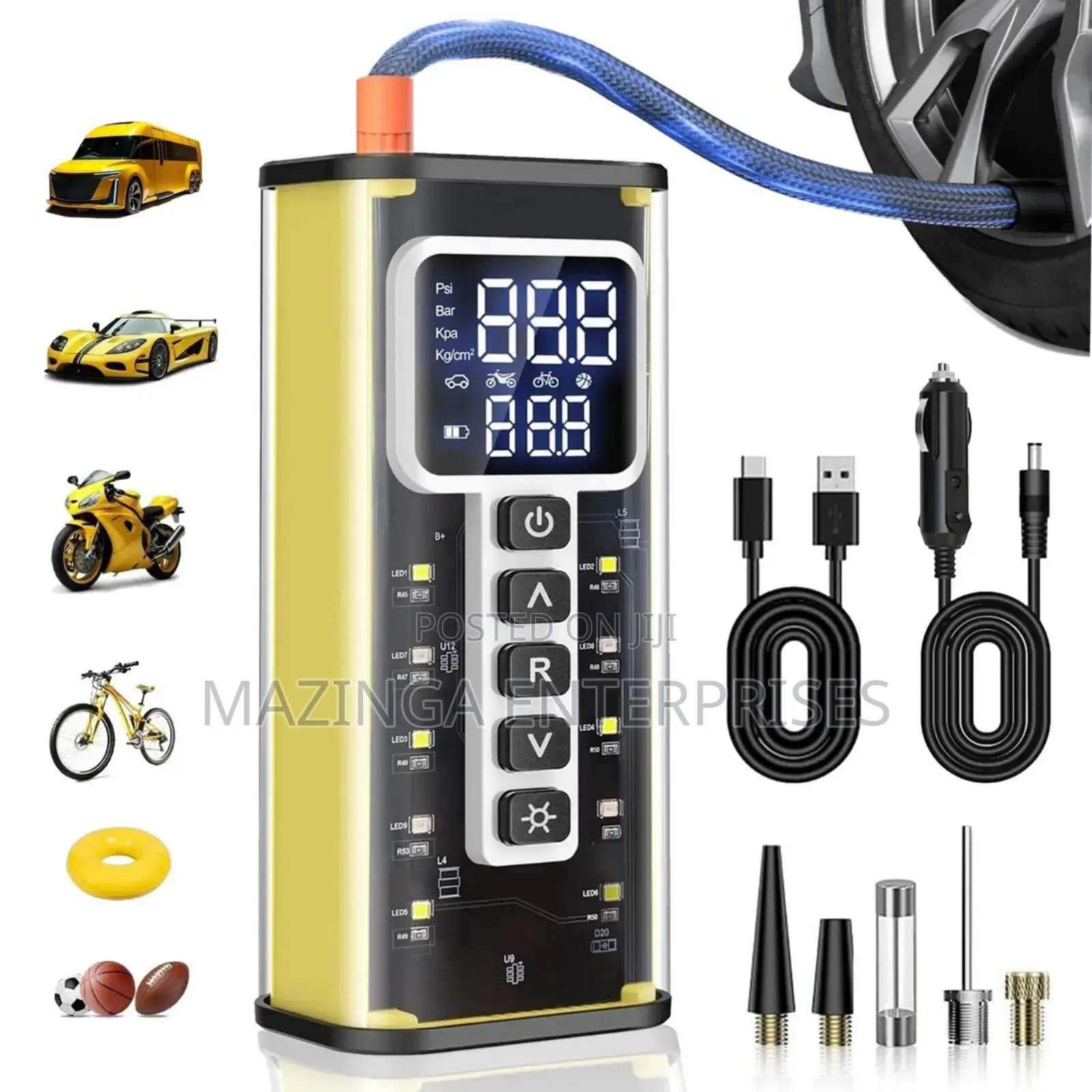 12v Portable Tire Inflator Pump WTH Digital Display Air Compressor