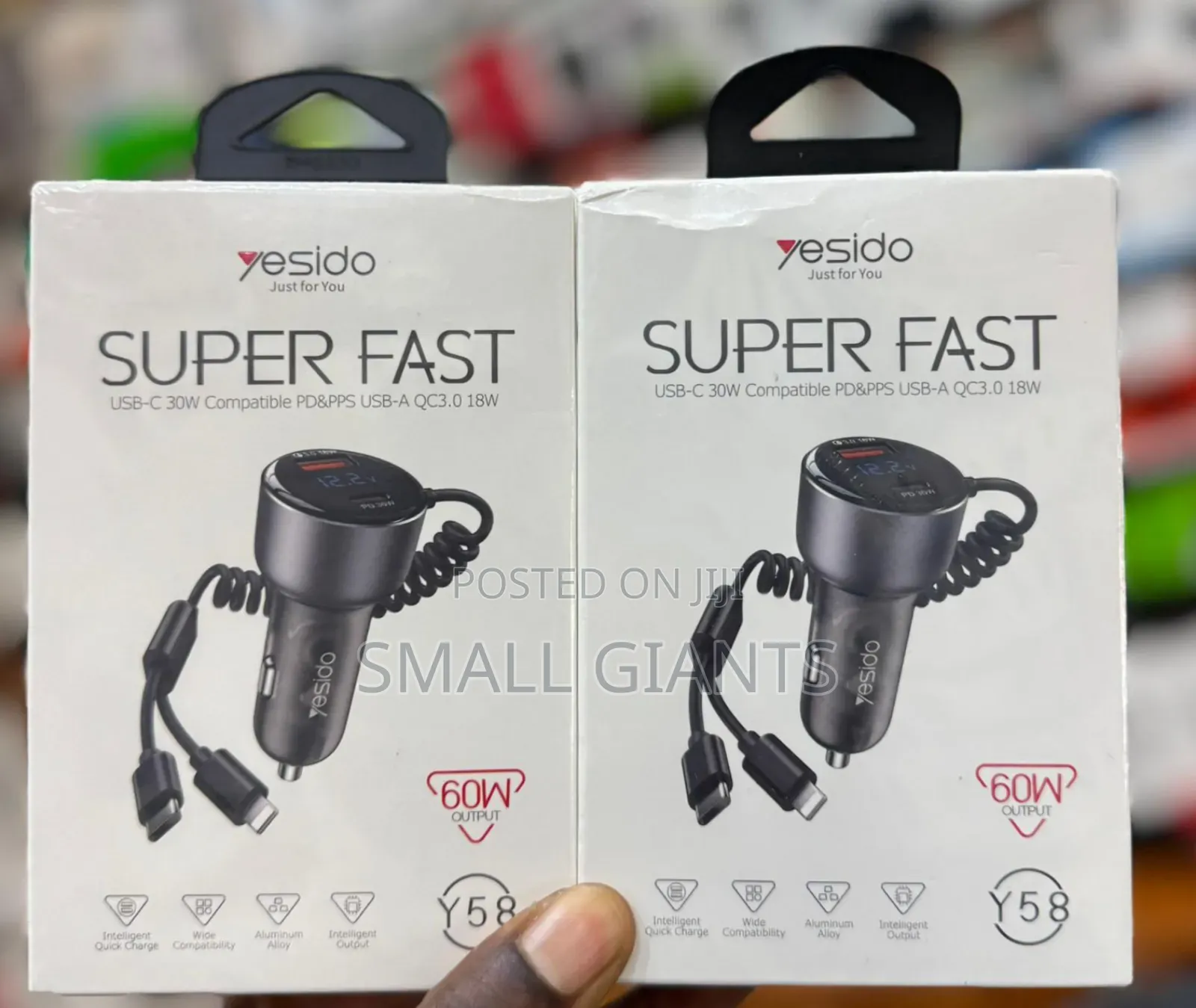 Yesido Y58 60w Type-C+Usb-a Dual Port Super Fast Car Charger