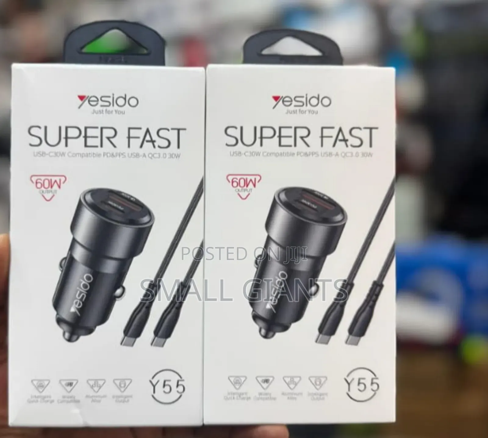 Yesido 60w Usbv-30w Compatible Pd PPS Super Fast Car Charger