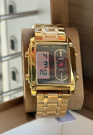 Golden Strapped Kamri Men's Authentic Digital Time Piece