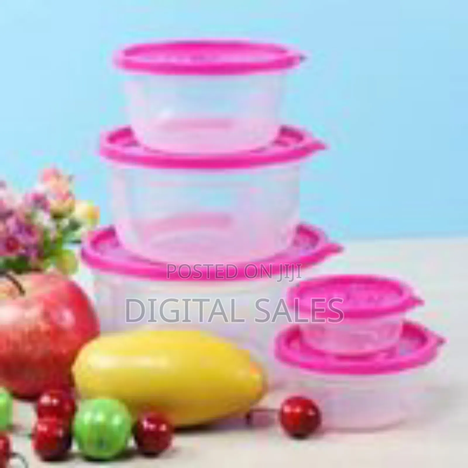 5 Pc Round Airtight Food Storage Containers Tins With Lids