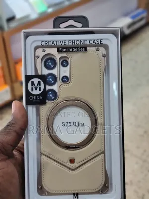 S25 Ultra Leather Metal Bumper Case With Magsafe Stand