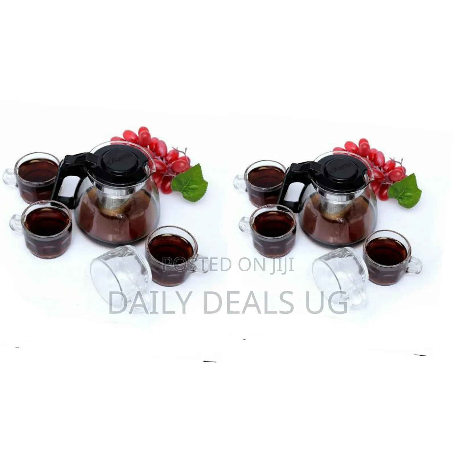 5 PCS Heat Resistant Glass Coffee Tea Set Kettle 1 Teapot 4 Cups