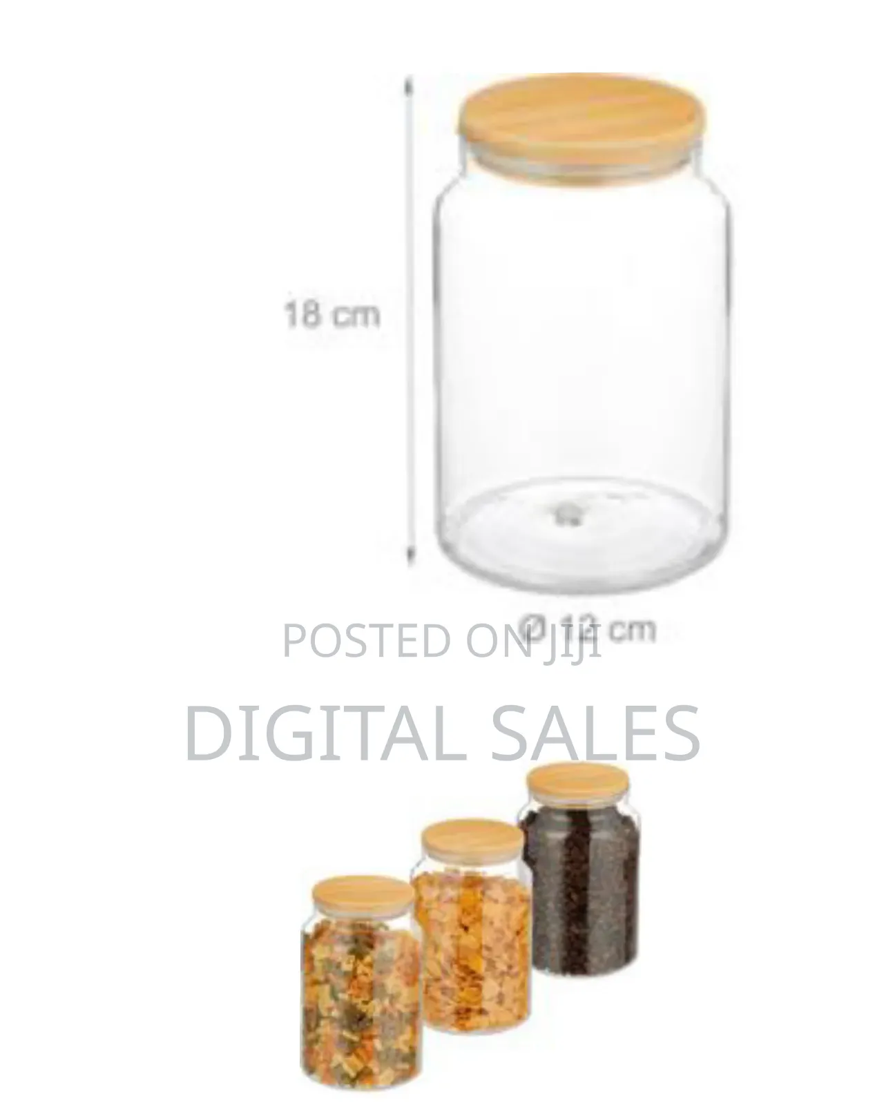 Storage Jars With Bamboo Lids, Set of 3, Round Glass Storage Jars