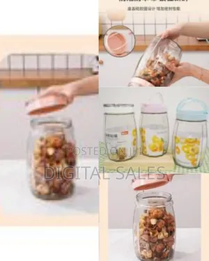 1700 Ml Kitchen Clear Glass Food Storage Pop Jars With Airtight Lid