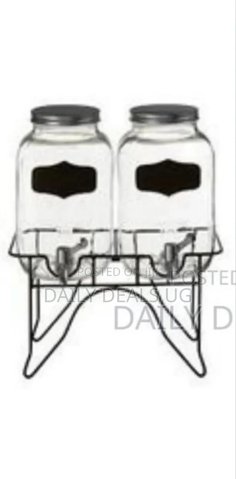 Glass Beverage Drink Twin 2 Dispensers With Stand Spigot Retro