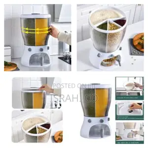 4 Grid Rotating Cereal Food Rice Storage Dispenser