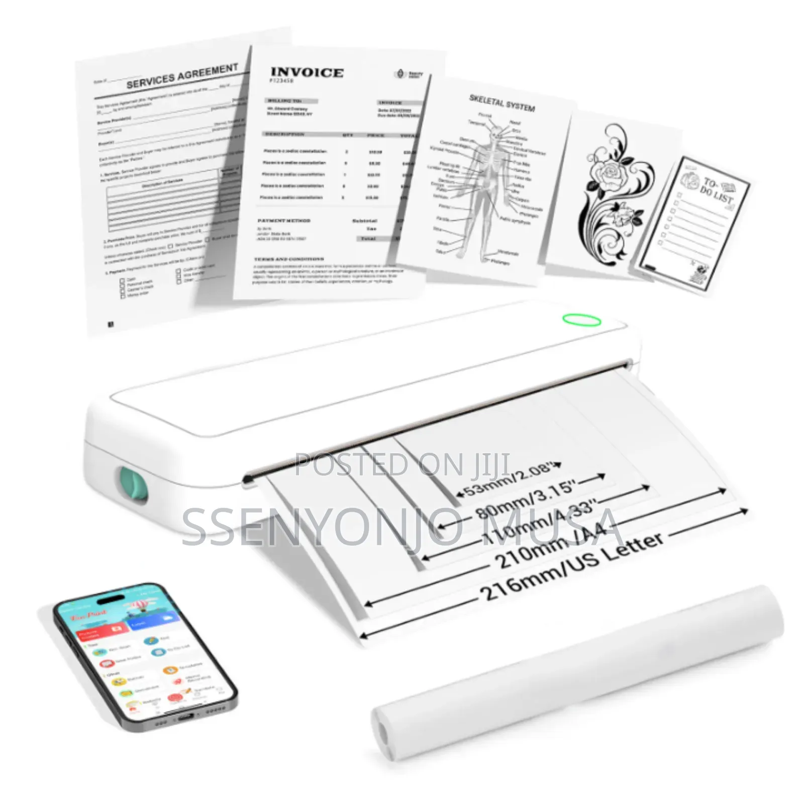 A4 Portable Thermal Printer | Inkless Bt Wireless Travel Printer