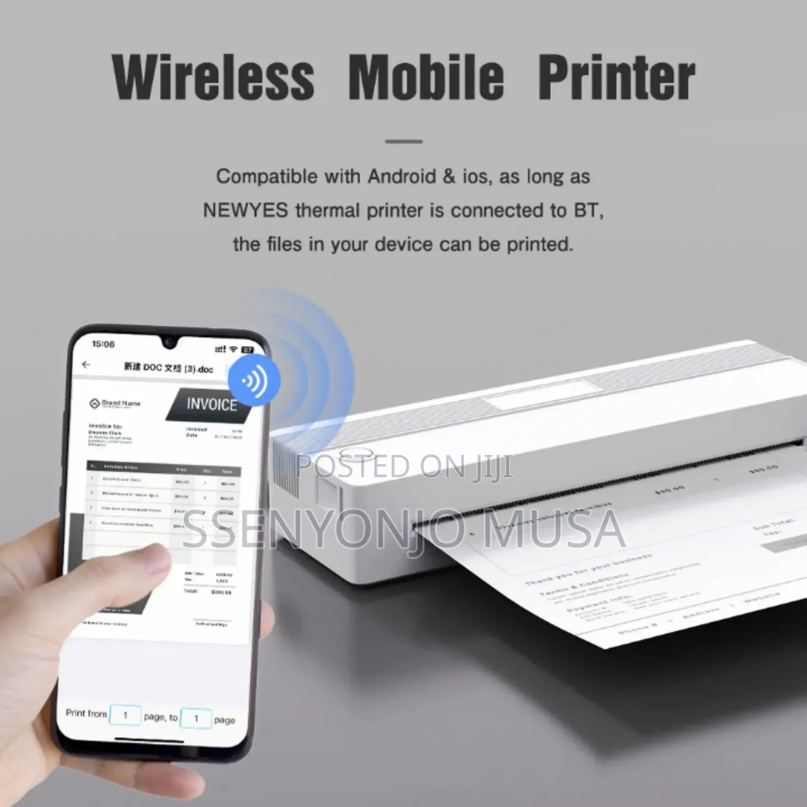 A4 Portable Thermal Printer | Inkless Bt Wireless Travel Printer