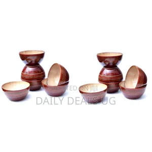 6 Pieces of Food Cereal Soup Bowls Dishes - Brown