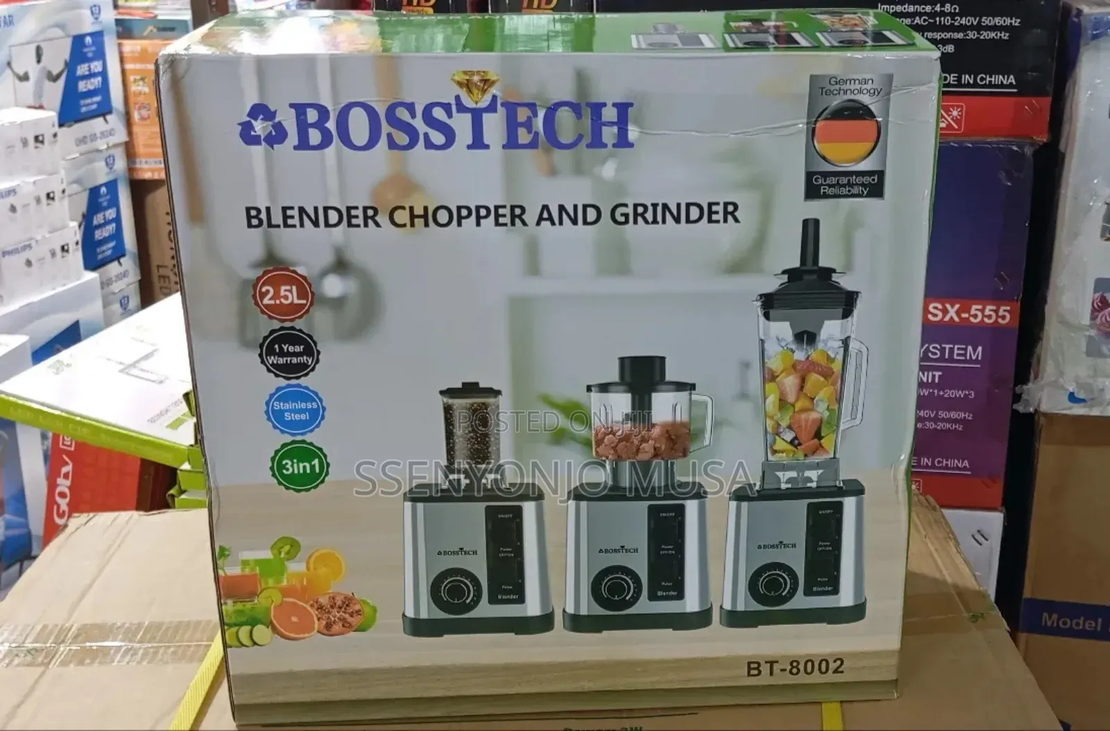 Bosstech 3-in-1 Commercial Electric Blender | 1500w High-Speed.