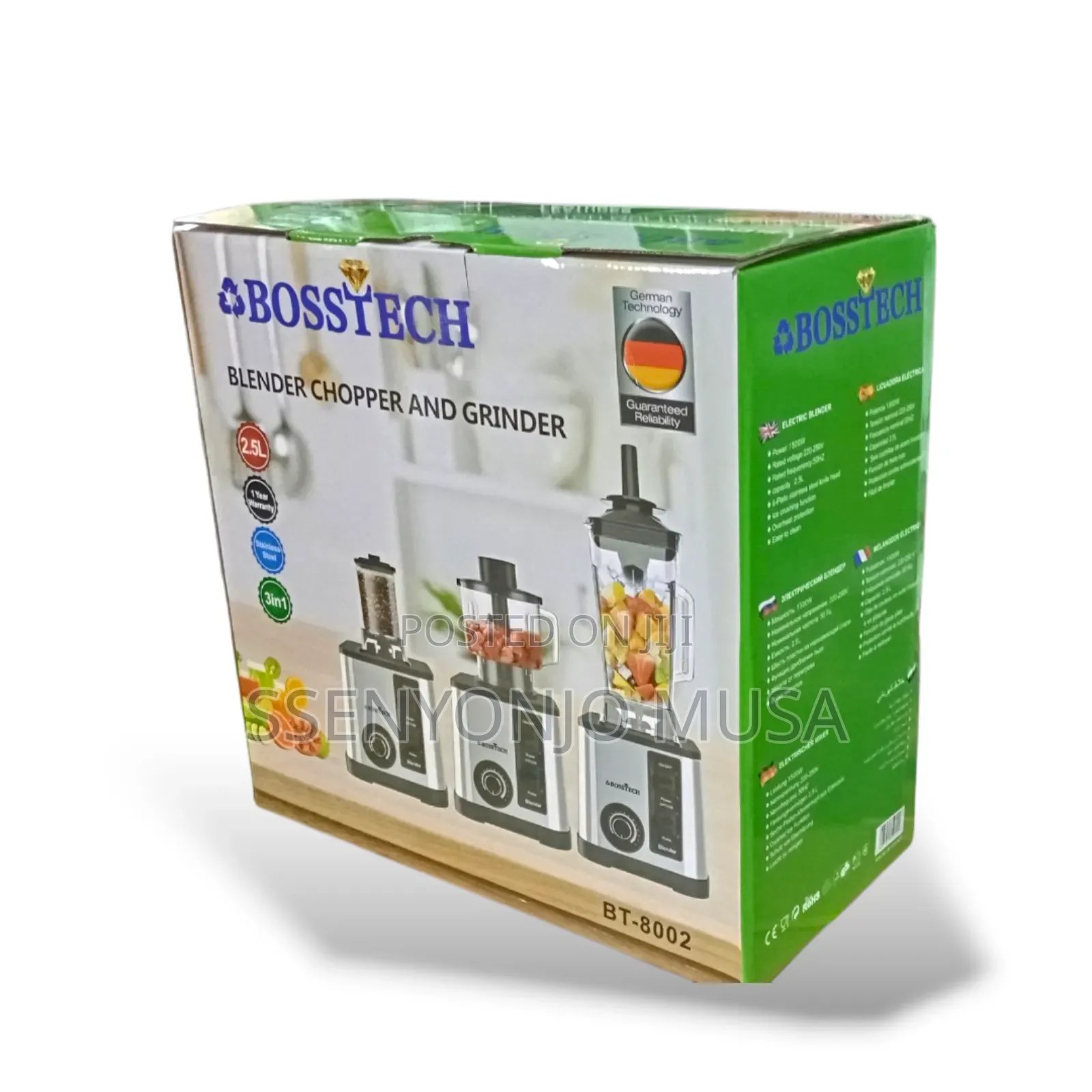Bosstech 3-in-1 Commercial Electric Blender | 1500w High-Speed.