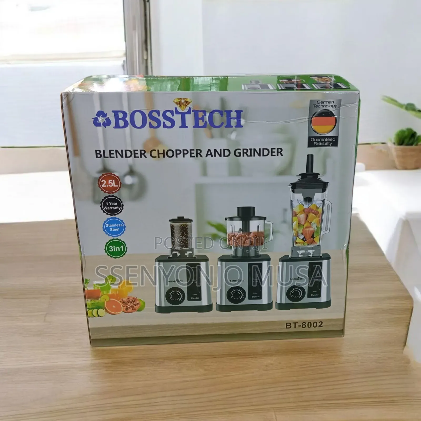 Bosstech 3-in-1 Commercial Electric Blender | 1500w High-Speed.
