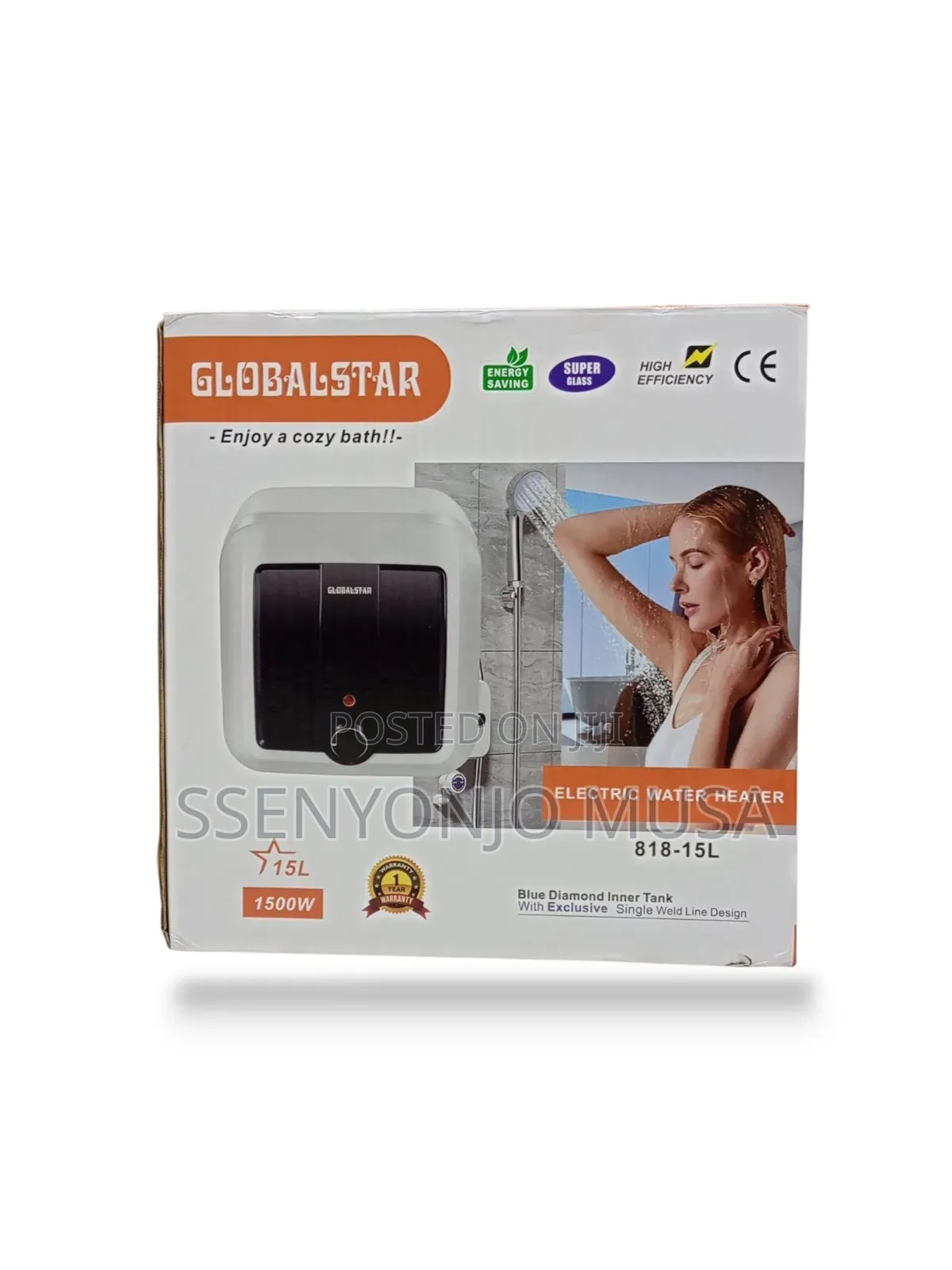 Globalstar 15l Electric Water Heater | 1500w Glasslined Tank
