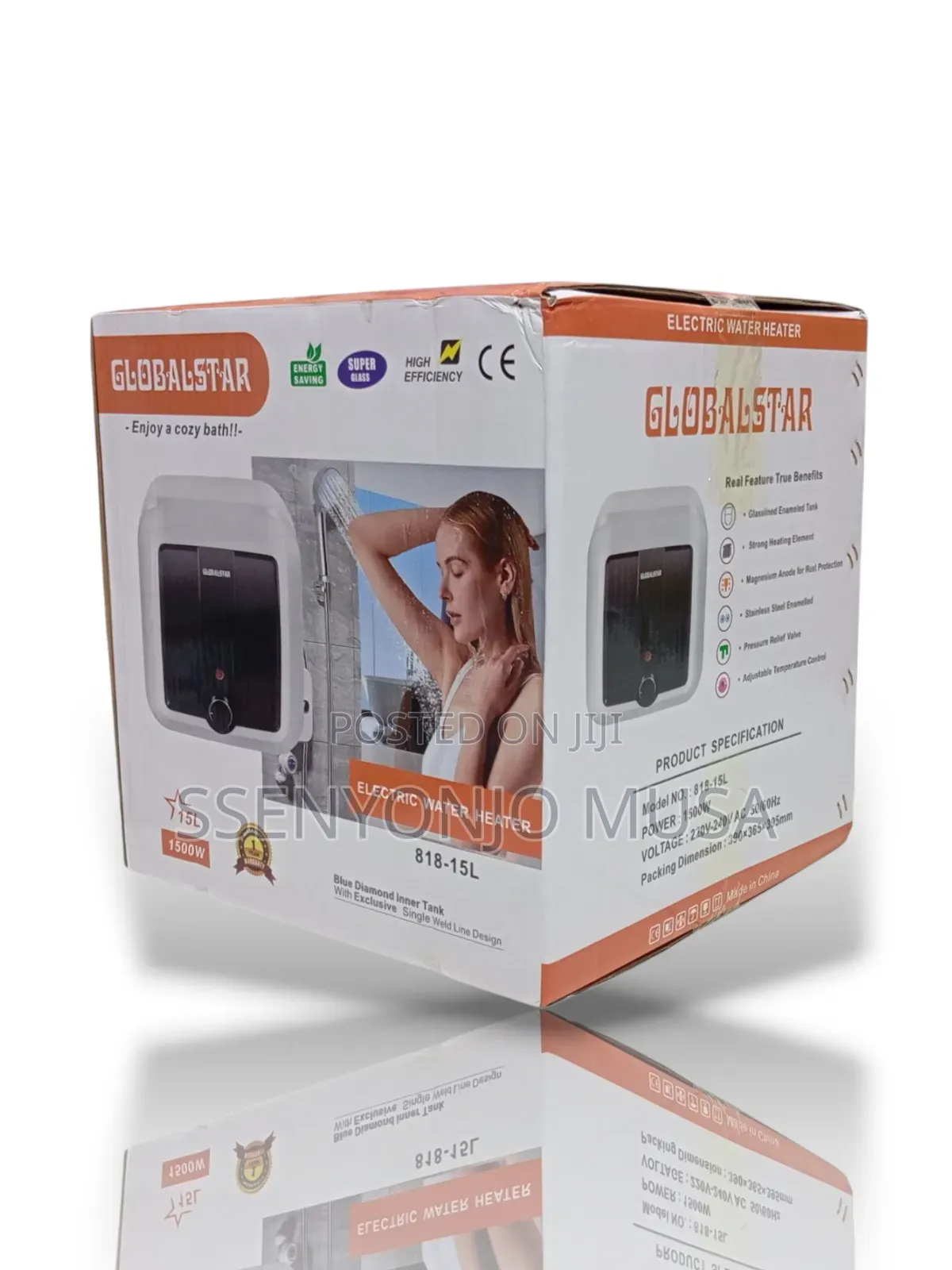 Globalstar 15l Electric Water Heater | 1500w Glasslined Tank