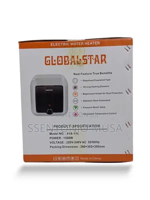 Globalstar 15l Electric Water Heater | 1500w Glasslined Tank
