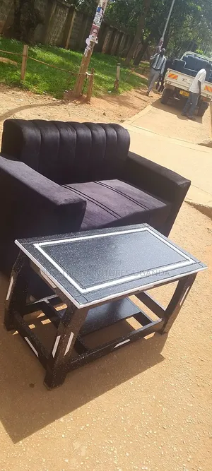 Black 2 Seater/Wooden Table