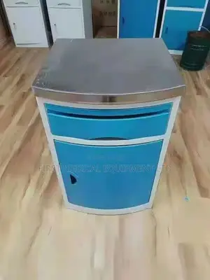 Bedside Locker With Castors - White Metal - 2 Drawers - Hospital Use