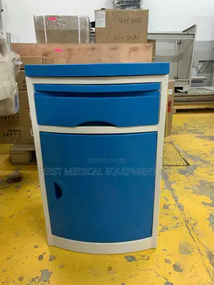 Bedside Locker With Castors - White Metal - 2 Drawers - Hospital Use