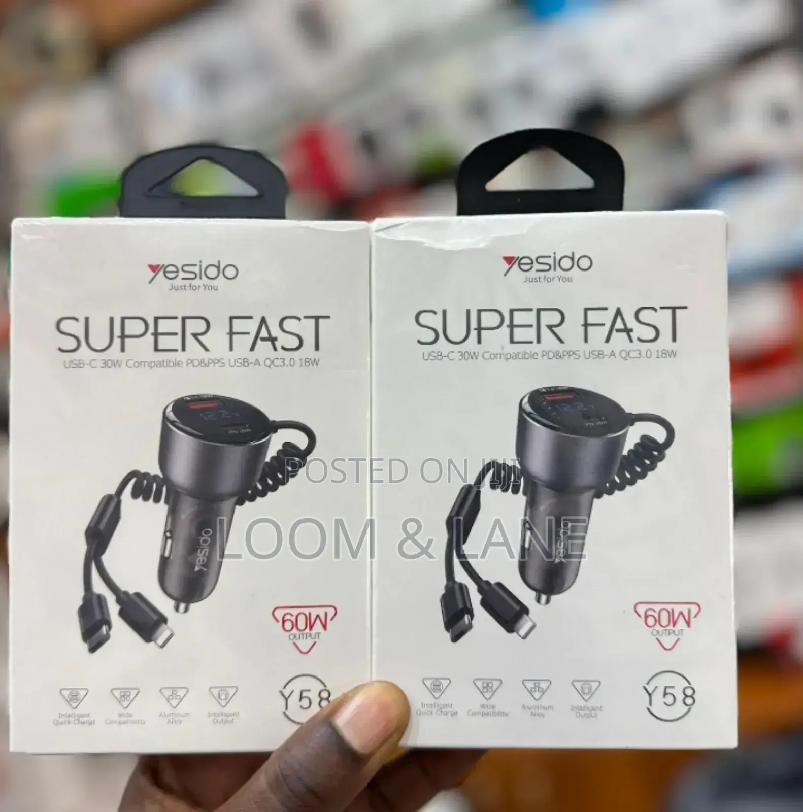 Yesido Y58 60w Type-C+Usb-a Dual Port Super Fast Car Charger
