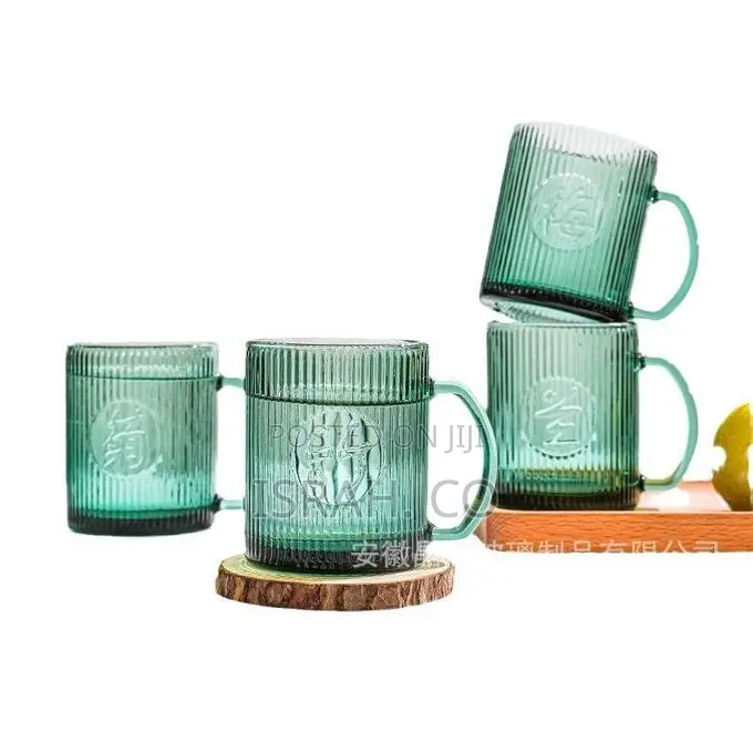 6 Pieces of Blossom Green 240ml Heat Resistant Glass Cups