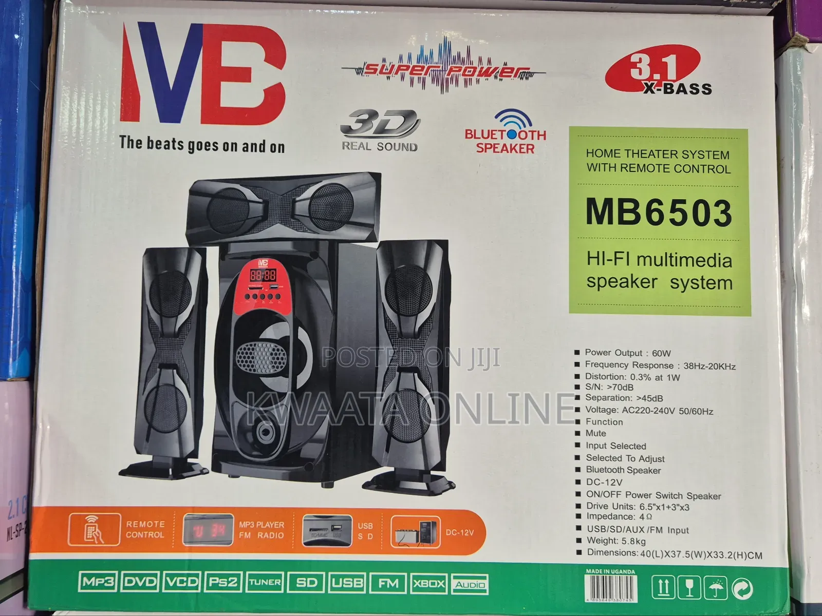 3.1 Ch Hometheater Woofer With Remote, Hi-Fi Multimedia Speaker System
