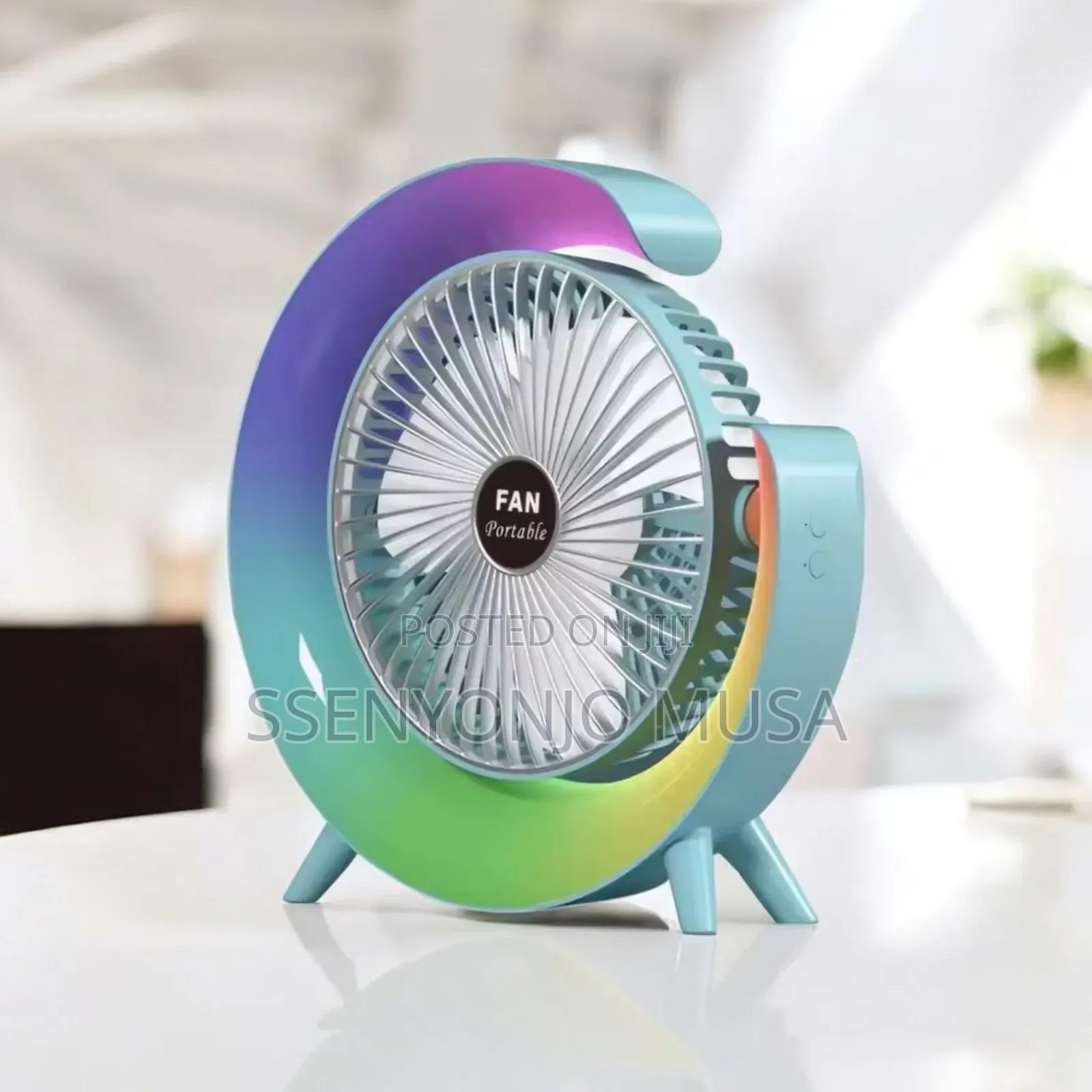 Usb Desk Fan- Silent,Powerful, Rechargeable With Led Light
