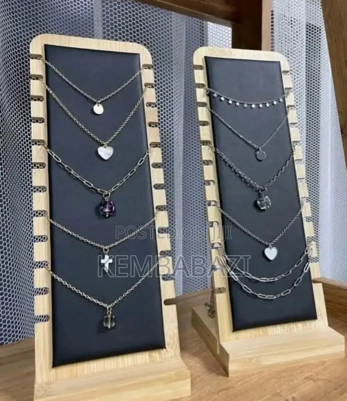Wooden Jewelry Display Stand for Necklaces.