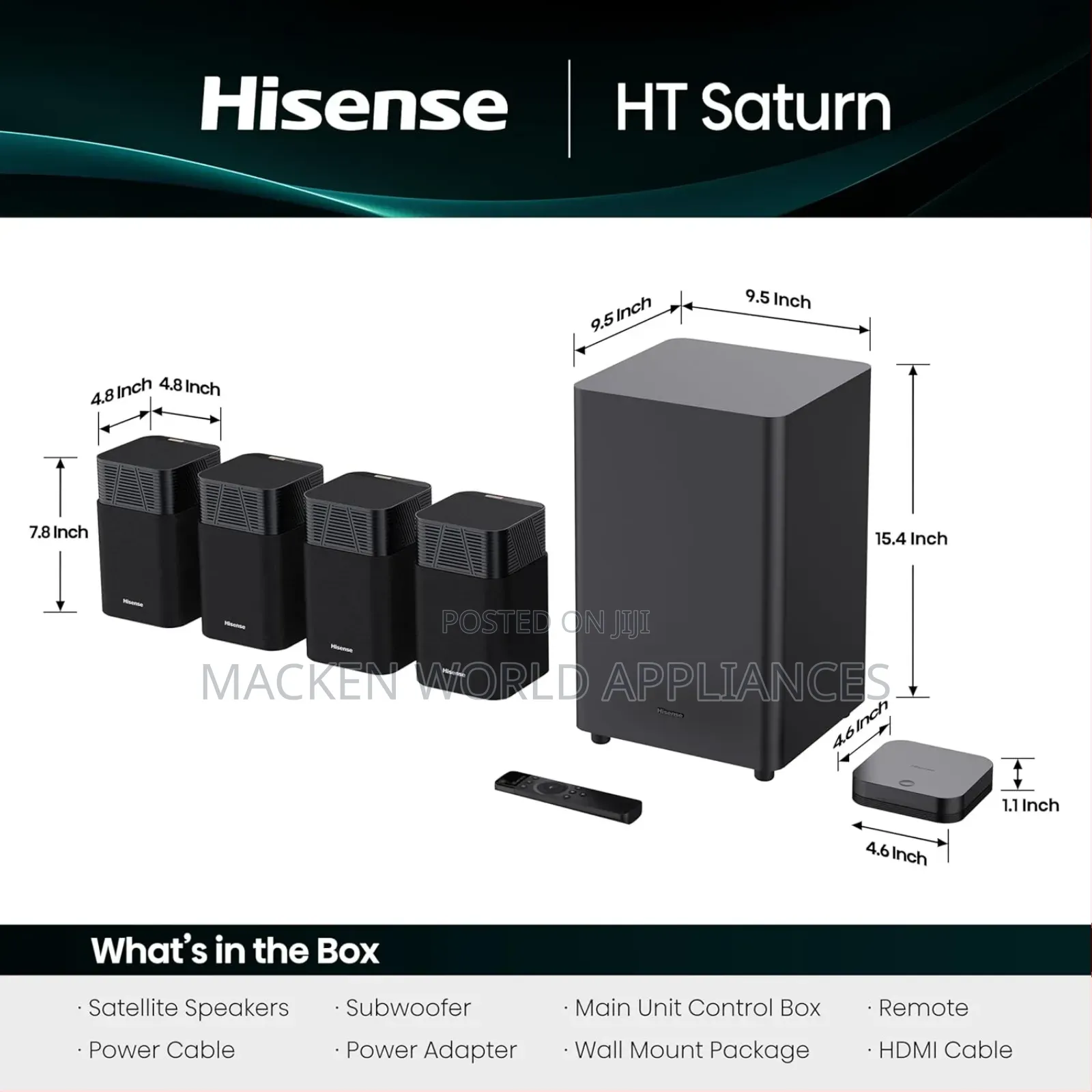 Hisense Ht Saturn 4.1.2ch With Wireless Subwoofer, Dolby Atmos