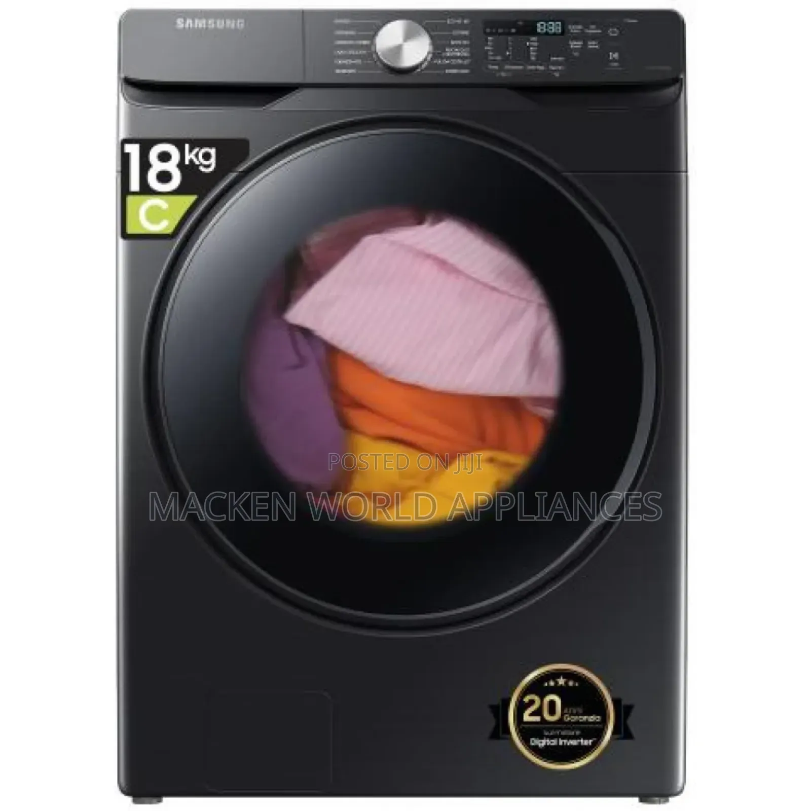 Samsung 18kg Front Load Washer With Smart Ai Control, Wf18t8000gv