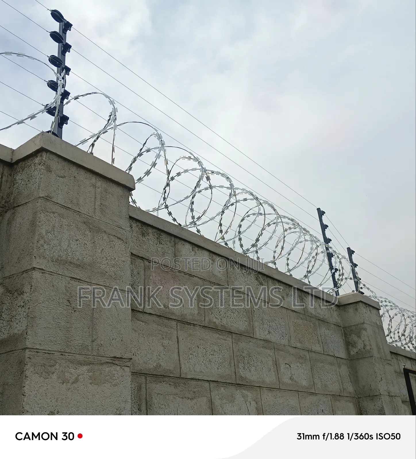 Electric Fences on Wall 100fts by 50fts