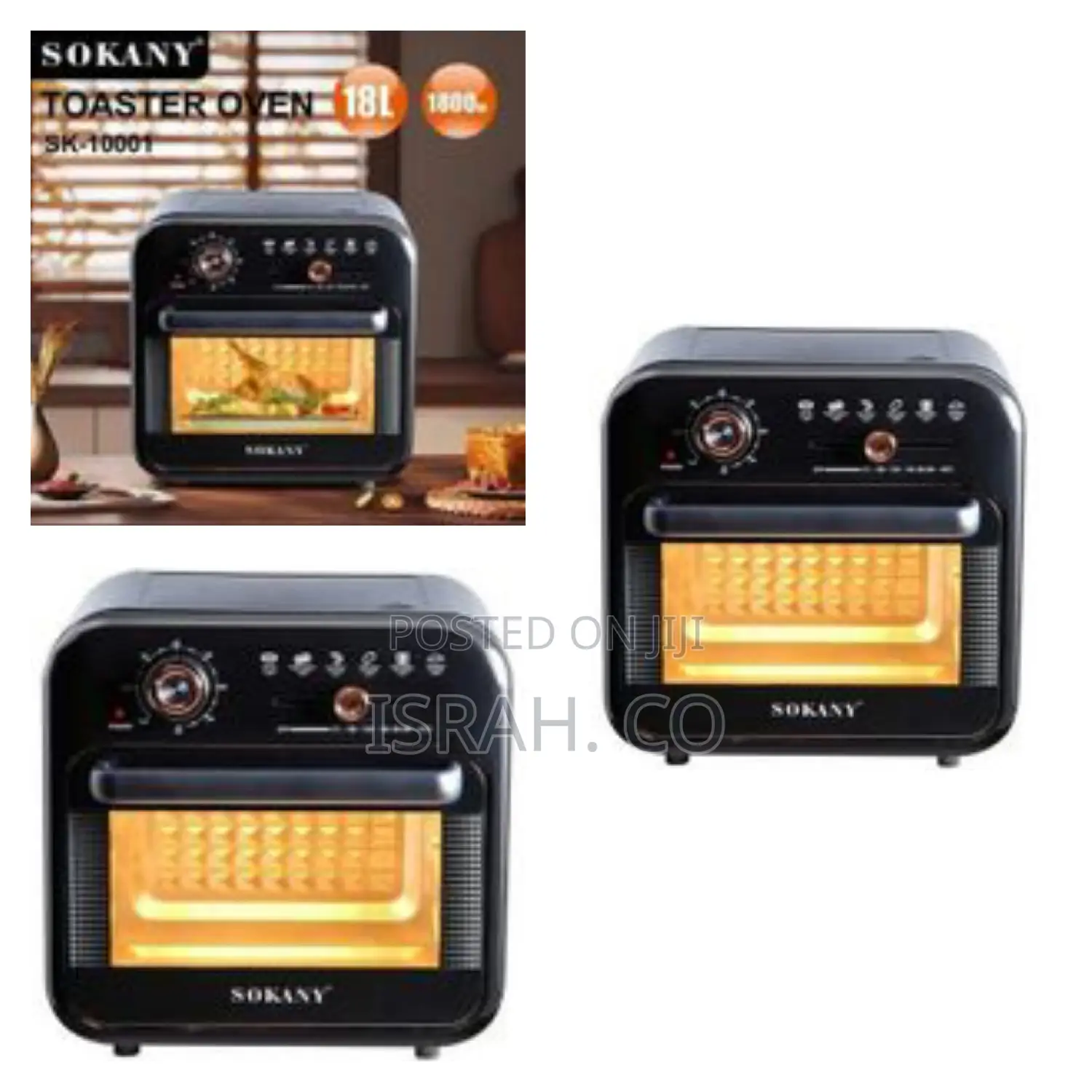 Sokany 18l Sk-10001 Air Fryer + Oven 1800w With Grill+Timer