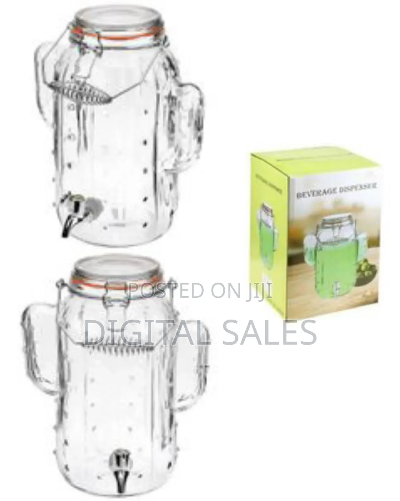 8l Glass Cactus Ice Cold Beverage Drink Dispenser Glass