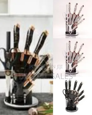 9 Pieces of Stainless Steel Kitchen Cooking Knives Set Chef Block