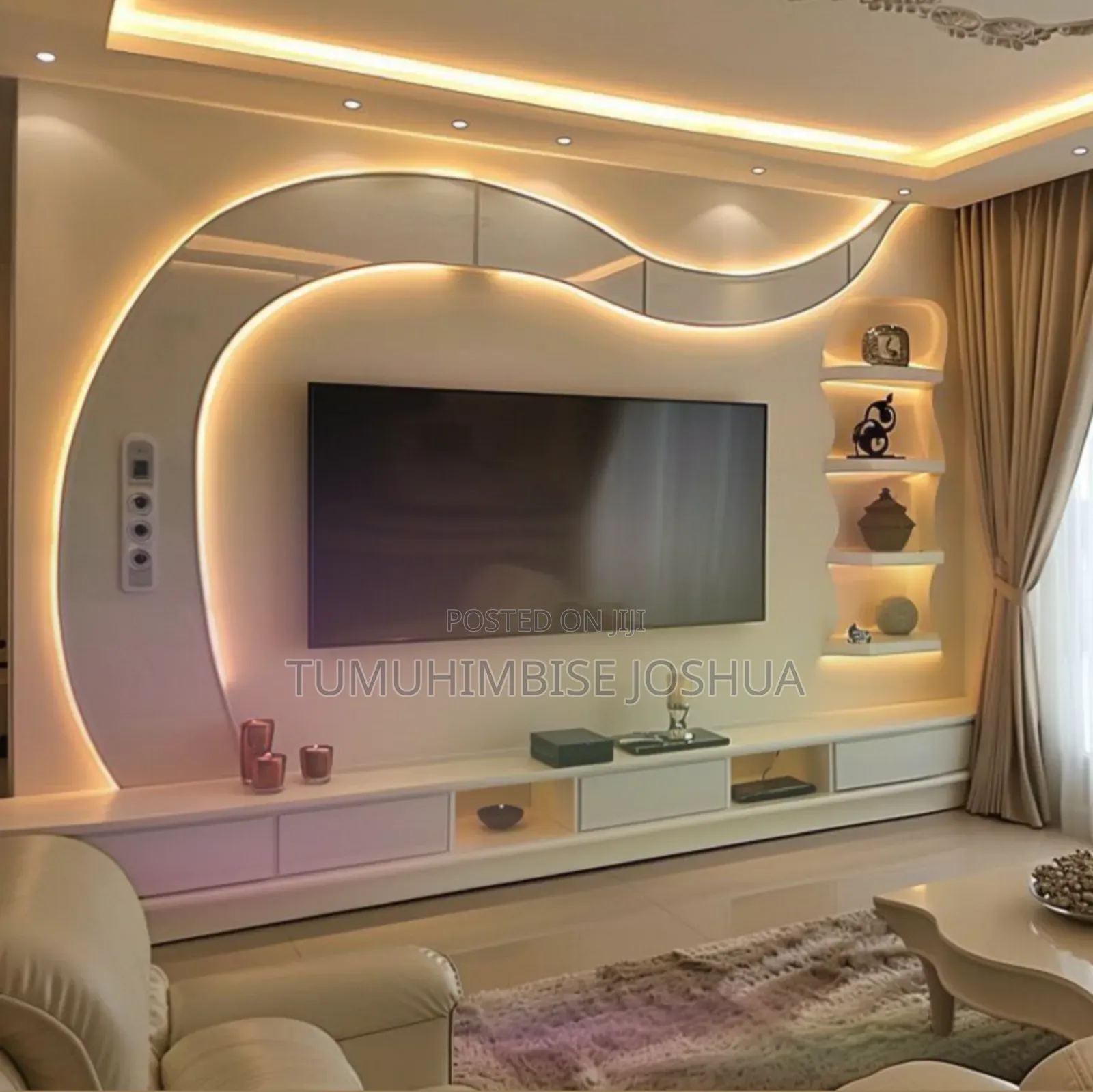 Gypsum Sitting Room and Tv Area Finishing