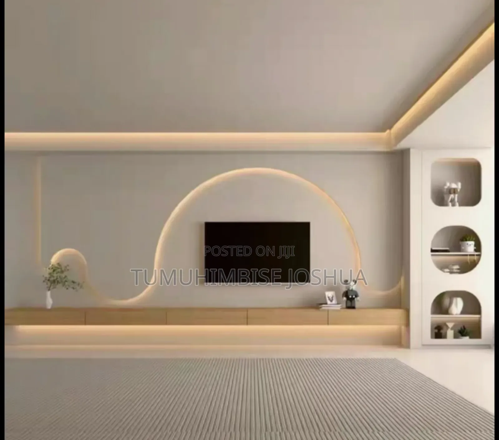 Gypsum Sitting Room and Tv Area Finishing