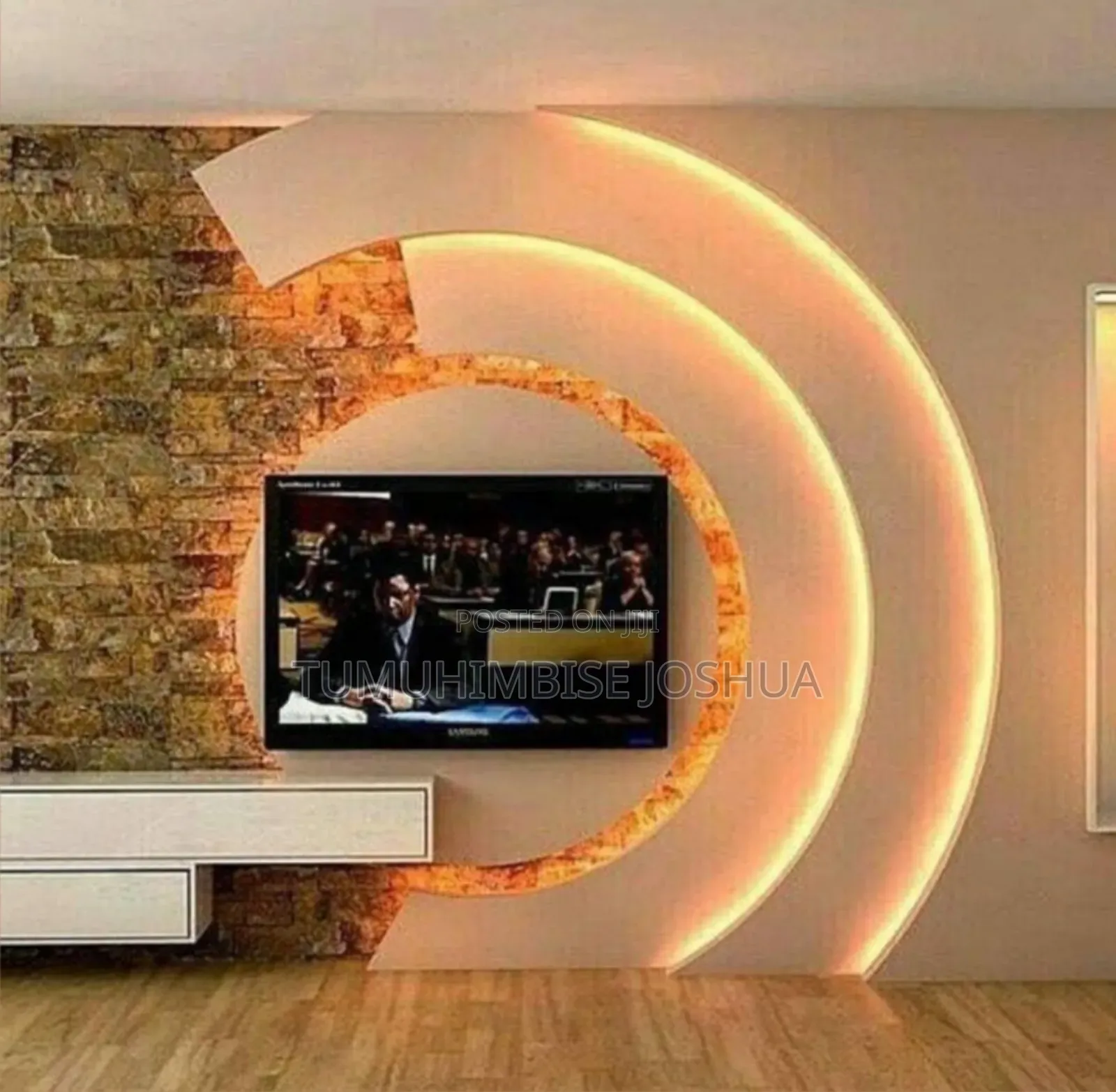 Gypsum Sitting Room and Tv Area Finishing