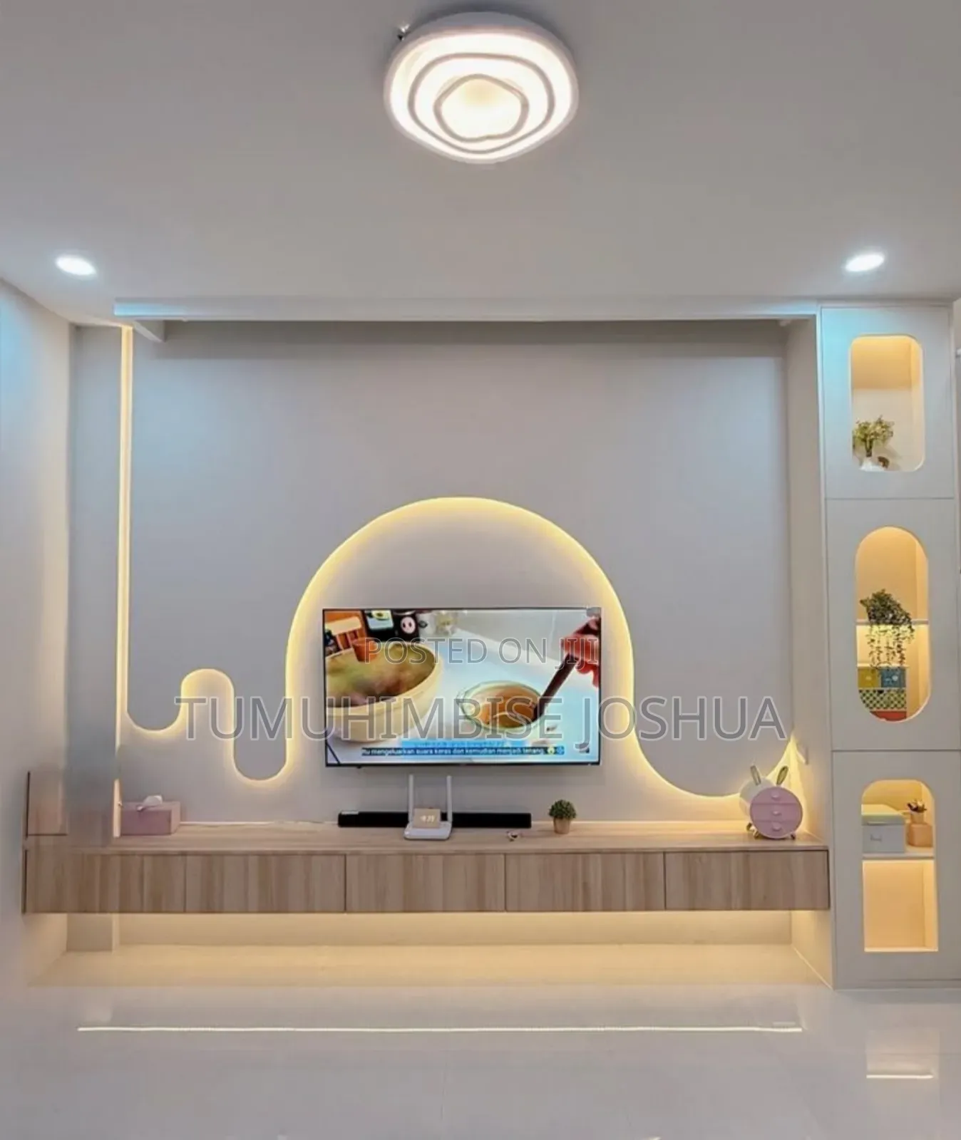 Gypsum Sitting Room and Tv Area Finishing
